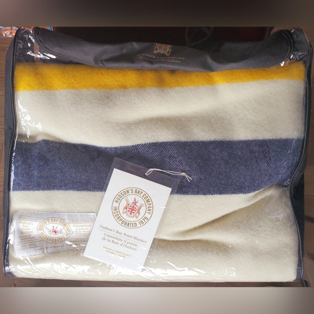 HBC Stripes Blanket Hudson's Bay 8 Points King Size 100% Wool New with Tag - Picture 2 of 9